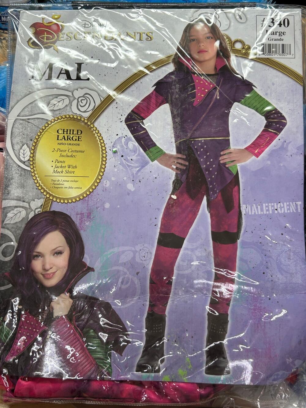 Disney Descendants Mal Girls Halloween Costume Child Large 12–14 Two Piece